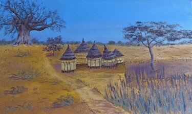 Schilderij getiteld "Le Sahel au Burkina…" door Genevieve Fraysse, Origineel Kunstwerk, Olie