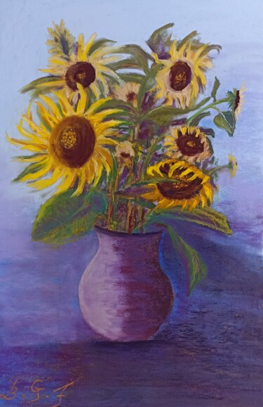 Peinture intitulée "Mes rayons de soleil" par Genevieve Fraysse, Œuvre d'art originale, Pastel