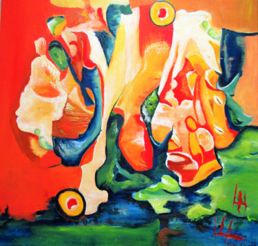 Peinture intitulée "symphonie-des-coule…" par Hon.G.Falola, Œuvre d'art originale, Acrylique