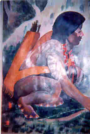 Painting titled "Indien sous les arb…" by Genevieve Lépine, Original Artwork