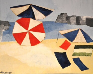 Peinture intitulée "les parasols" par Geneviève Mounier, Œuvre d'art originale, Huile
