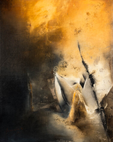 Lampedusa, octobre 2013 Painting titled "Lampedusa, octobre…" by Geneviève Nicolas, Original Art, Oil Mounted on Stretcher frame