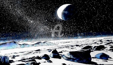 Digital Arts titled "Galaxie planette" by Geneviève  Vacca-Giachero, Original Artwork, 2D Digital Work