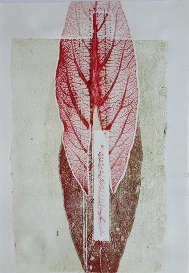Gravures & estampes intitulée "Vulve végétale" par Geneviève Vastrade, Œuvre d'art originale, Monotype
