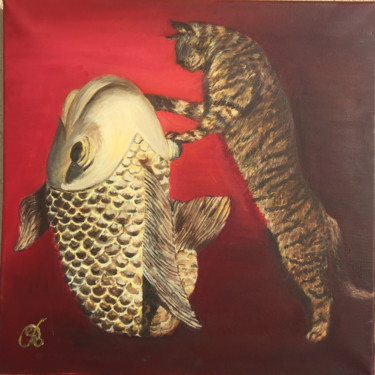 Painting titled "Sérénité Chance Amo…" by Geneviève Hauprich, Original Artwork, Oil