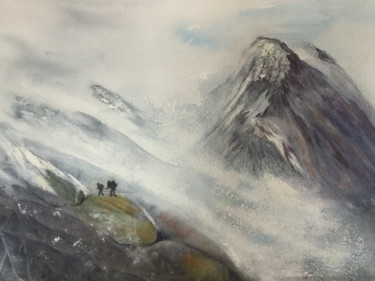 Peinture intitulée "Randonnée en Norvège" par Genevieve Jeandot, Œuvre d'art originale, Aquarelle Monté sur Carton