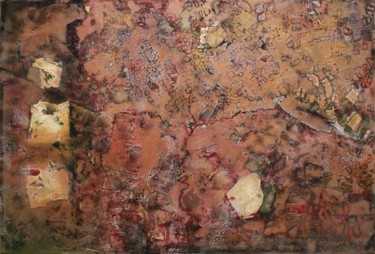 Painting titled "nervures dorées" by Geneviève K Ou Gen K, Original Artwork, Oil