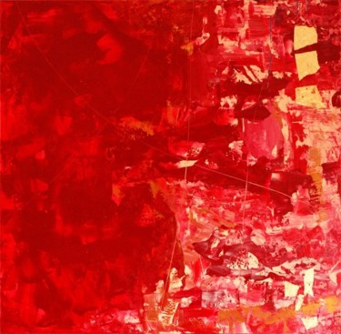 Peinture intitulée "rouge doré" par Geneviève K Ou Gen K, Œuvre d'art originale, Autre