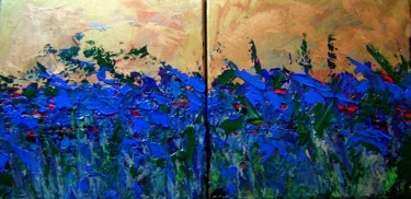 Peinture intitulée "aconitum champ bleu" par Geneviève K Ou Gen K, Œuvre d'art originale, Autre