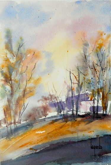 Painting titled "123 Petit hameau" by Geneviève Lagarde, Original Artwork, Watercolor