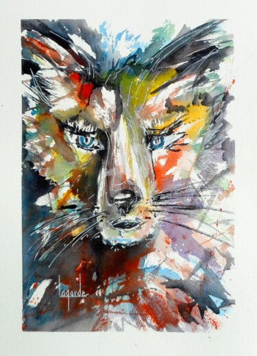 Pittura intitolato "131  Wolf" da Geneviève Lagarde, Opera d'arte originale, Acquarello