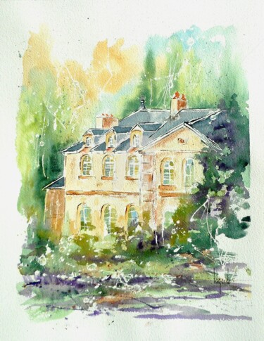 Malerei mit dem Titel "145 Au château de K…" von Geneviève Lagarde, Original-Kunstwerk, Aquarell