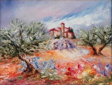 Peinture intitulée "6  Paysage Provençal" par Geneviève Lagarde, Œuvre d'art originale, Huile