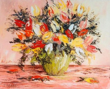 Schilderij getiteld "144  Tendre bouquet…" door Geneviève Lagarde, Origineel Kunstwerk, Olie