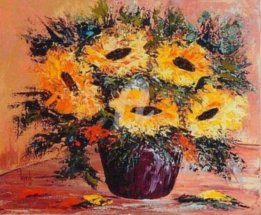 Peinture intitulée "162  Tournesols  46…" par Geneviève Lagarde, Œuvre d'art originale, Huile