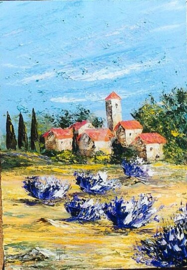 Malerei mit dem Titel "199  Village du sud" von Geneviève Lagarde, Original-Kunstwerk, Öl