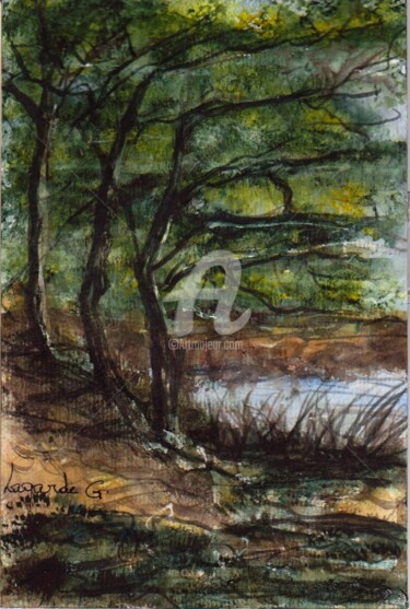 Dessin intitulée "22  La forêt de la…" par Geneviève Lagarde, Œuvre d'art originale