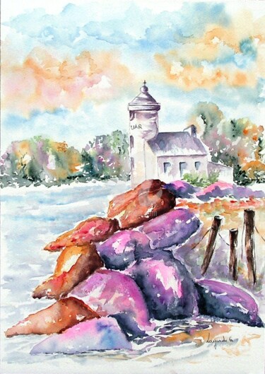 Painting titled "45 Le phare de Nant…" by Geneviève Lagarde, Original Artwork