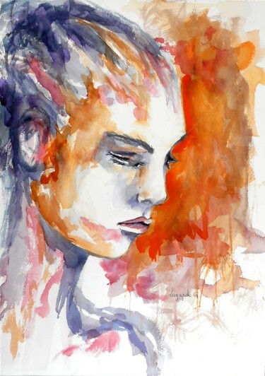 Painting titled "70  Anouchka petite…" by Geneviève Lagarde, Original Artwork, Watercolor