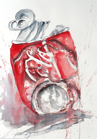 Peinture intitulée "83. Splash Cola +c" par Geneviève Lagarde, Œuvre d'art originale, Aquarelle