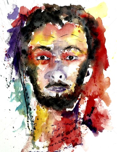 Painting titled "110 Sam" by Geneviève Lagarde, Original Artwork, Watercolor