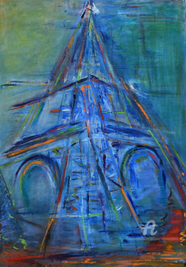 Painting titled "La vieille dame" by Geneviève Lamya Pous, Original Artwork, Oil Mounted on Wood Stretcher frame