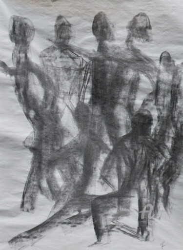 「Philippe danse」というタイトルの描画 Geneviève Lamya Pousによって, オリジナルのアートワーク, 木炭