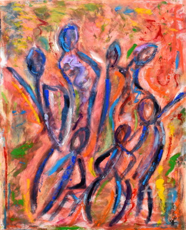 Painting titled "Danse de Philippe" by Geneviève Lamya Pous, Original Artwork, Oil Mounted on Wood Stretcher frame