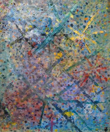 Pittura intitolato "Nos étoiles" da Geneviève Lamya Pous, Opera d'arte originale, Olio