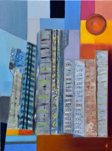 Картина под названием "LA CITY - LLOYD'S B…" - Geneviève Lamya Pous, Подлинное произведение искусства, Масло Установлен на Д…