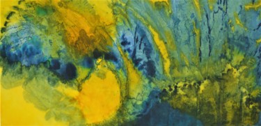 Malerei mit dem Titel "planète chaude" von Gen Heller, Original-Kunstwerk, Tinte Auf Keilrahmen aus Holz montiert