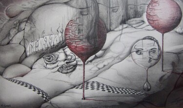 Drawing titled "After Dali" by Geni Gorani, Original Artwork, Pencil