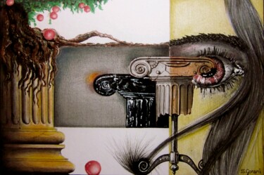 Disegno intitolato "Ancient Tree" da Geni Gorani, Opera d'arte originale, Matita