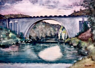 Pintura intitulada "Saint Bridge" por Geni Gorani, Obras de arte originais, Aquarela
