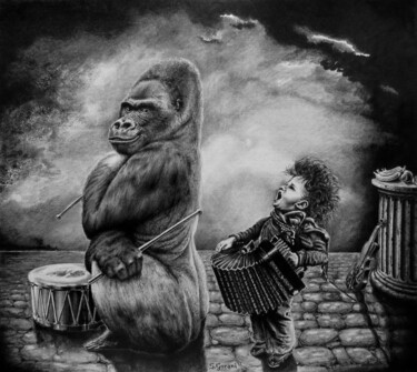 Dessin intitulée "Why Did You Stop" par Geni Gorani, Œuvre d'art originale, Crayon