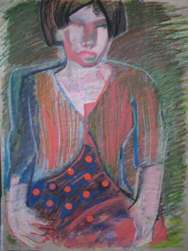 Painting titled "Une jeune fille" by Genia Petrov, Original Artwork