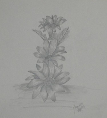Peinture intitulée "Floral Monochrome" par Genieve Dawkins, Œuvre d'art originale