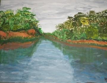 Painting titled "River" by Genieve Dawkins, Original Artwork