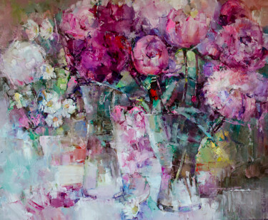 Malerei mit dem Titel "flowers" von Gennadi Alekhnovich, Original-Kunstwerk, Öl