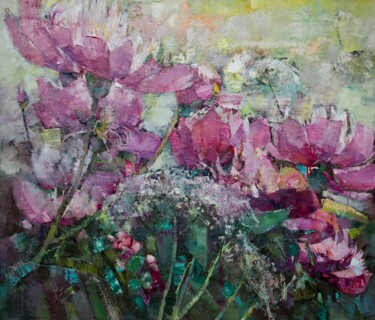 Malerei mit dem Titel "flower garden" von Gennadi Alekhnovich, Original-Kunstwerk, Öl