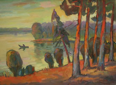 Painting titled "Pühajärv Lake" by Gennadi Kurlenkov, Original Artwork, Oil