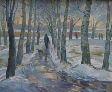 Painting titled "March" by Gennadi Kurlenkov, Original Artwork, Oil