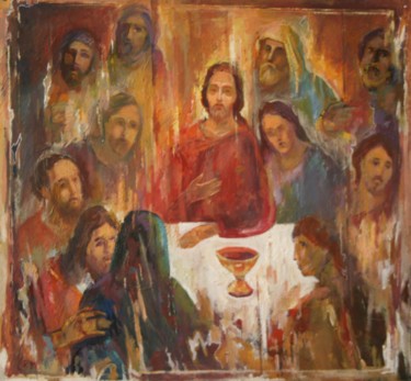 Malerei mit dem Titel "Last Supper" von Gennadi Kurlenkov, Original-Kunstwerk, Acryl
