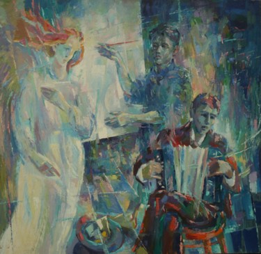 Malerei mit dem Titel "Implication" von Gennadi Kurlenkov, Original-Kunstwerk, Öl