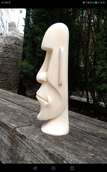Skulptur mit dem Titel "Moai." von Gennadii Nikitin, Original-Kunstwerk, Holz