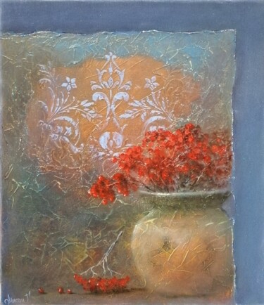 Painting titled "Still life with vib…" by Gennadii Misan, Original Artwork, Oil Mounted on Wood Stretcher frame