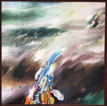 Картина под названием "Потоп" - Геннадий Зуев, Подлинное произведение искусства, Масло Установлен на Деревянная рама для нос…