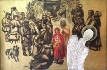 Картина под названием "Волхвы" - Геннадий Зуев, Подлинное произведение искусства, Масло Установлен на Деревянная рама для но…