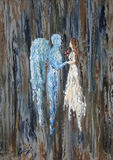 Painting titled "Angel" by Gennady Gurev, Original Artwork, Oil