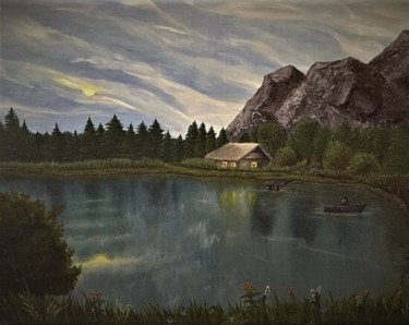 Malerei mit dem Titel "Fisherman's hut" von Gennady Gurev, Original-Kunstwerk, Öl